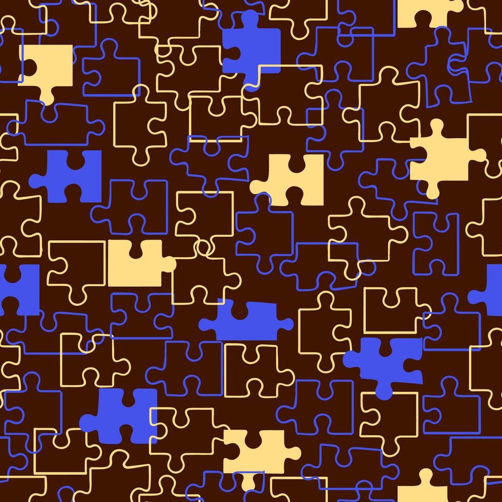 Graphic seamless background with puzzles of different colors. vector