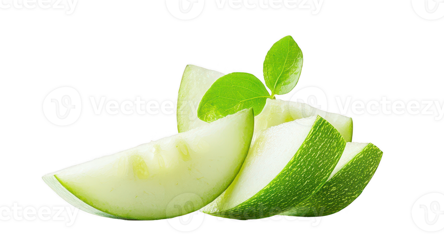 Fresh Green Apple Slices with Mint Leaves on Transparent Background png