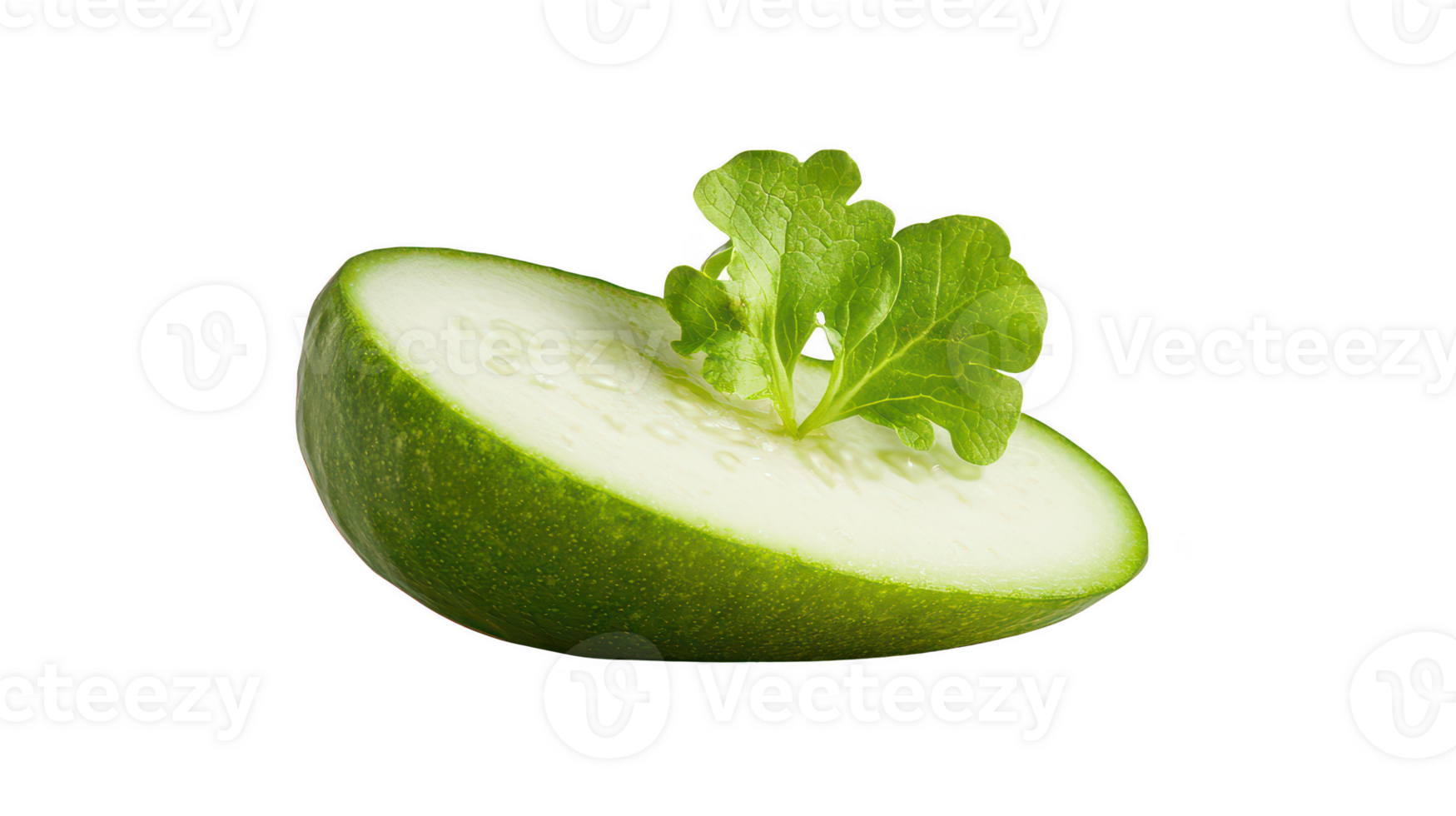 Halved Green Fruit with Cilantro on Transparent Background png