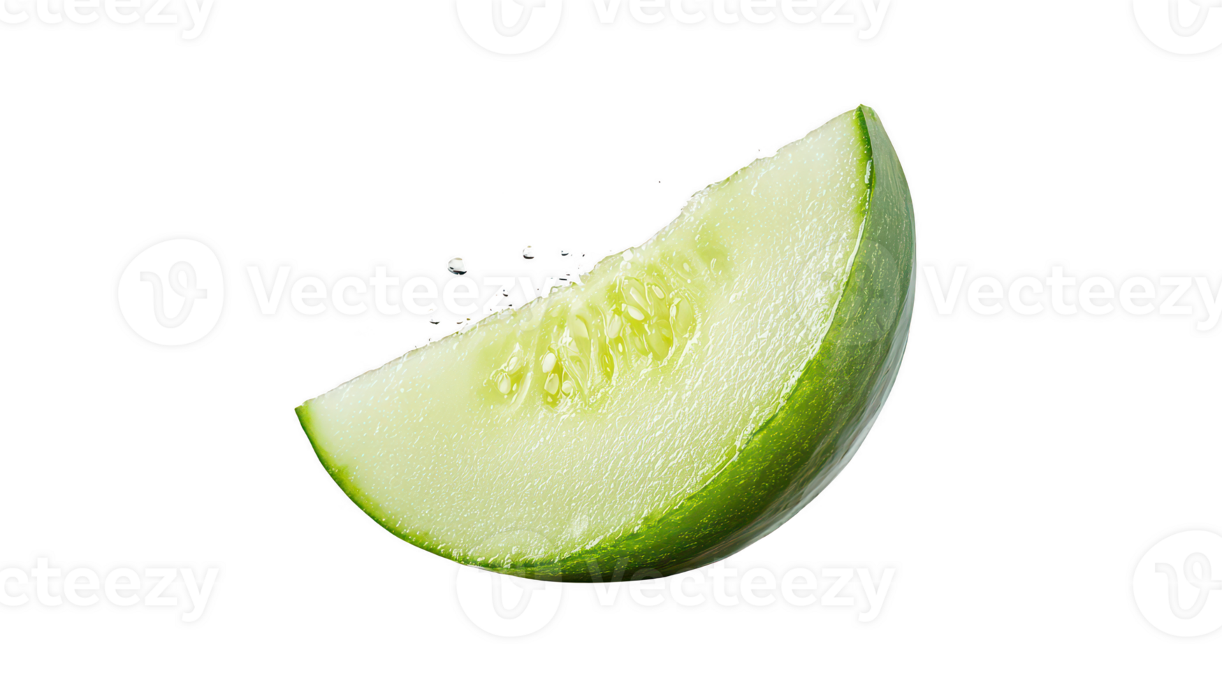 Close up of a Vibrant Green Cucumber Slice with Sparkling Texture png