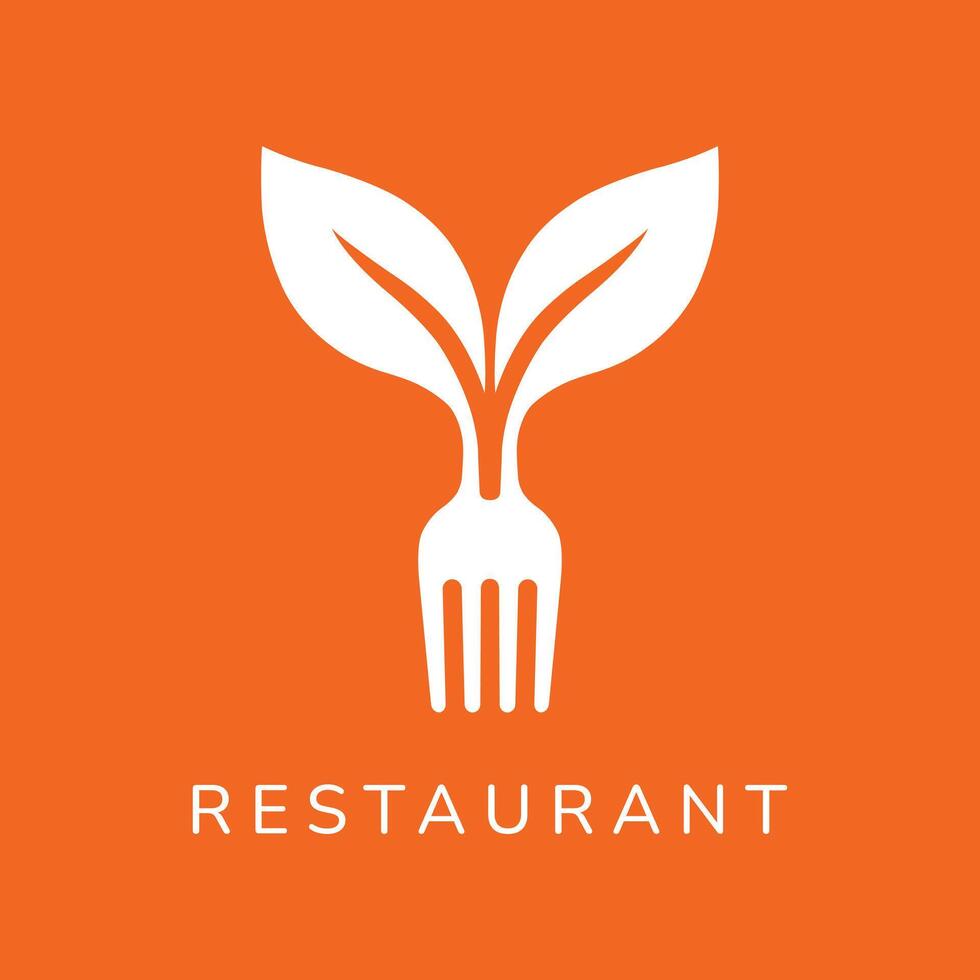 Restaurant Logo Design with Leaf as Nature vector