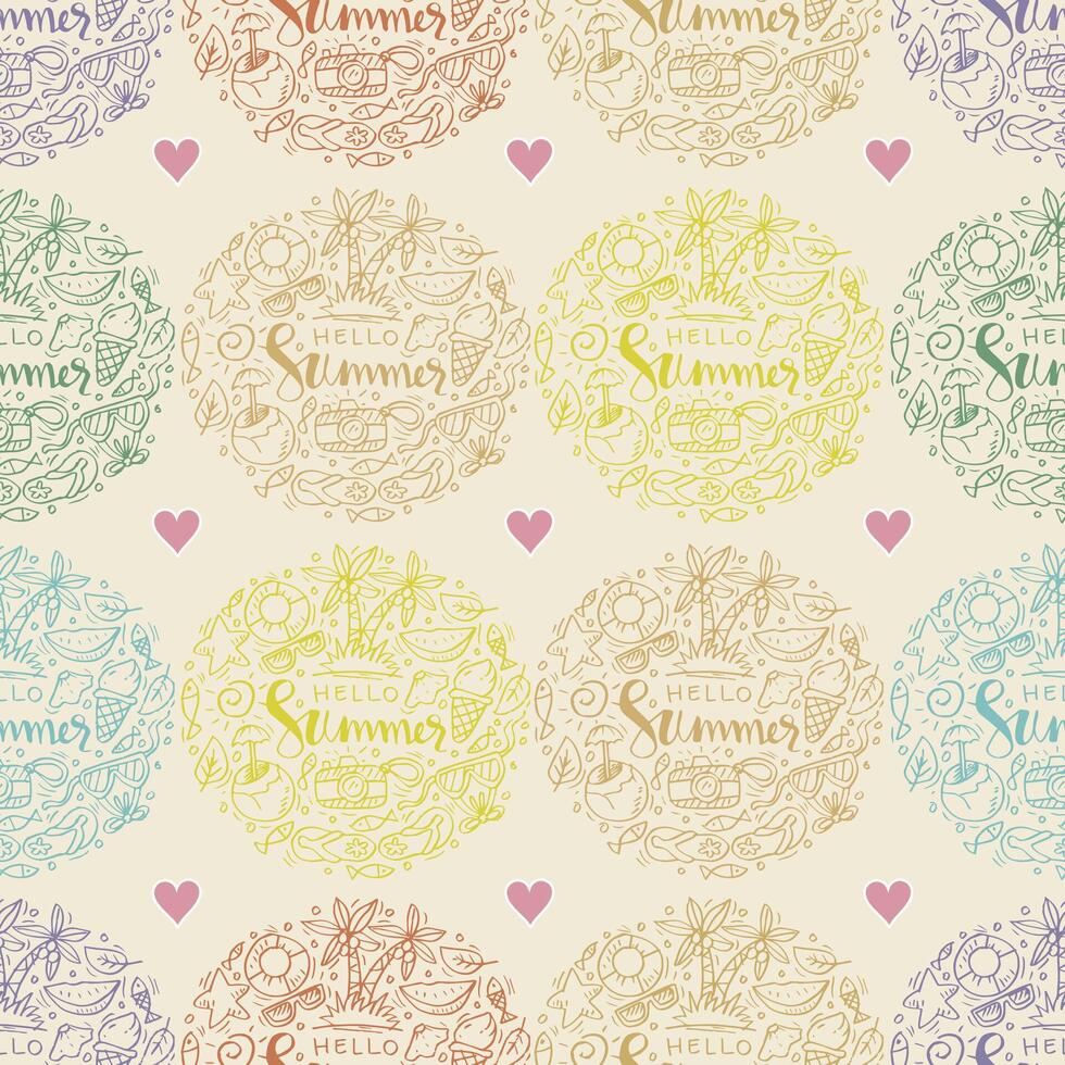 Seamless pattern with lettering hello summer. vector
