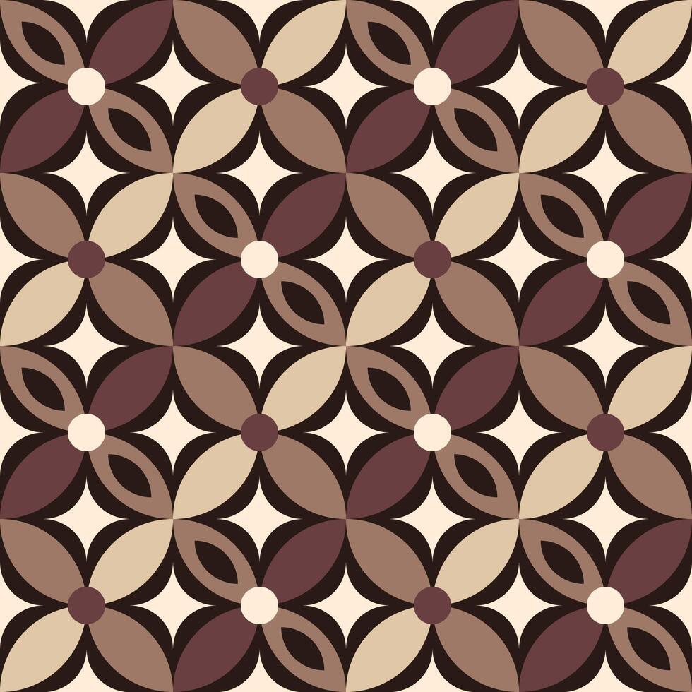 Minimalist Geometric Coffee Color Mid Mod Seamless Pattern vector