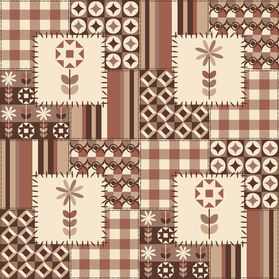 Minimalist Geometric Mid Mod Patchwork Pattern vector