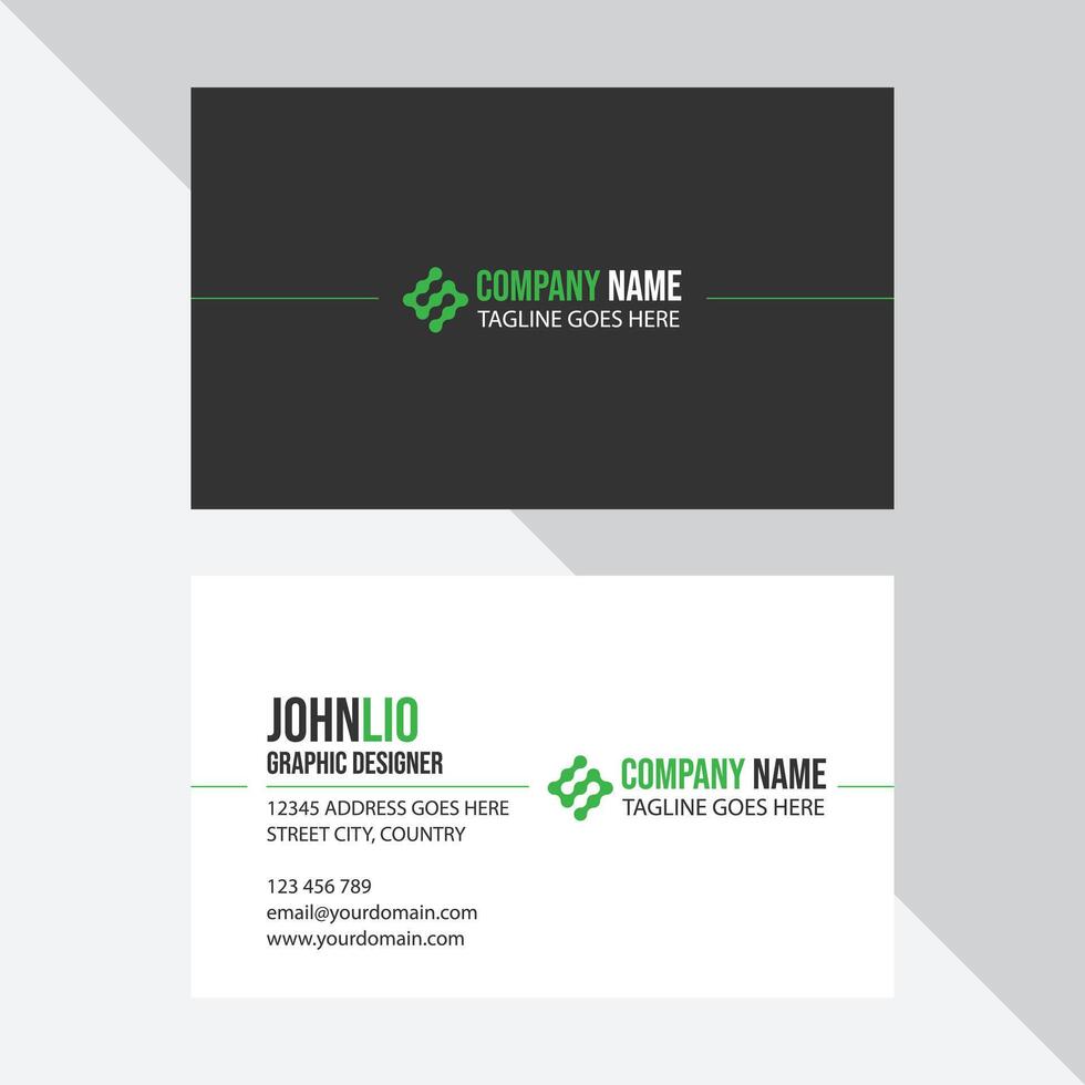 Professional, Elegant green, black, and white Modern Business Card Design Template vector