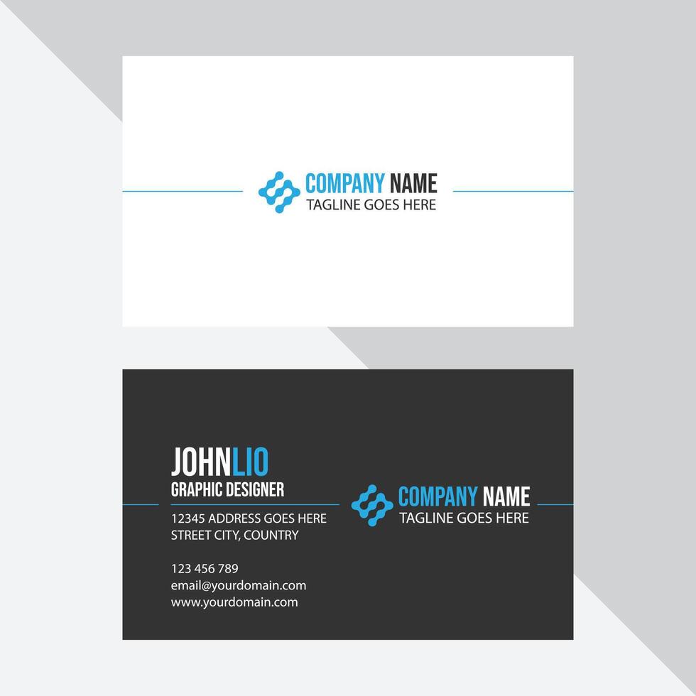 Professional Elegant blue, black, and white Modern Business Card Design Template vector