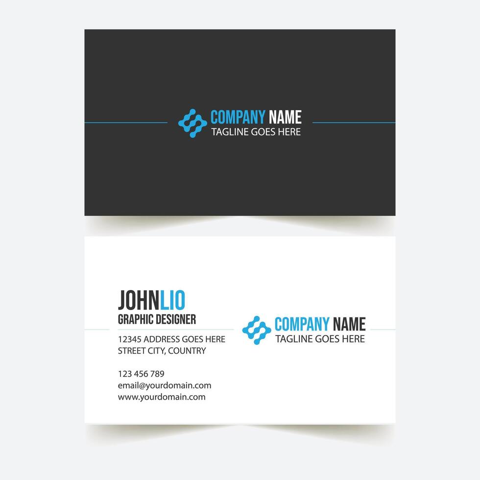 Professional, Elegant blue, black, and white Modern Business Card Design Template vector