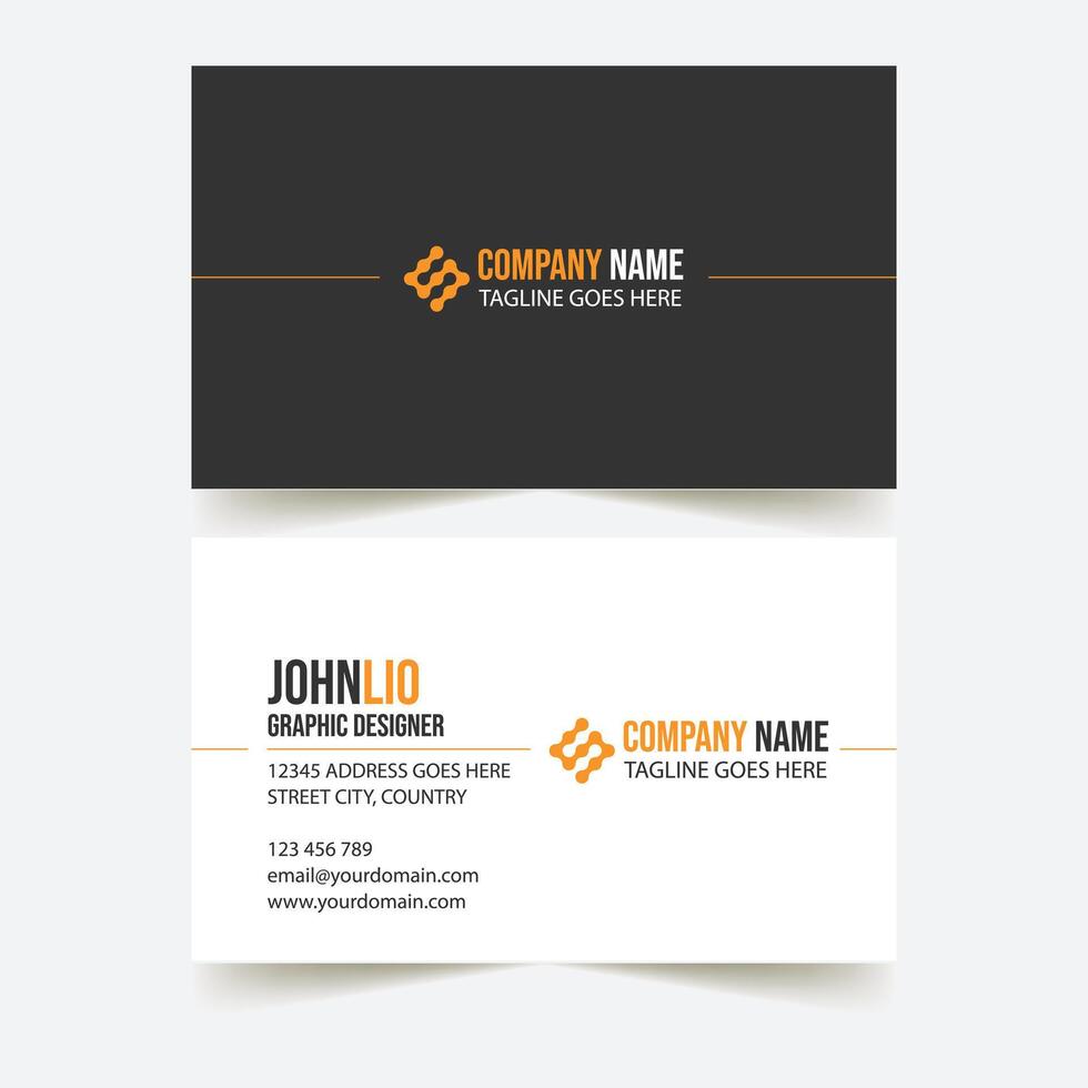 Professional, Elegant orange, black, and white Modern Business Card Design Template vector