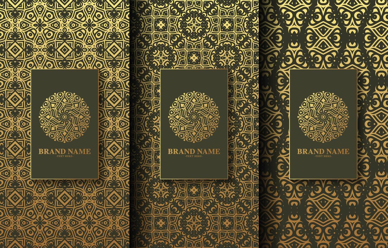 Ornate Golden Decorative Damask Pattern Texture Card for Brand Presentation vector