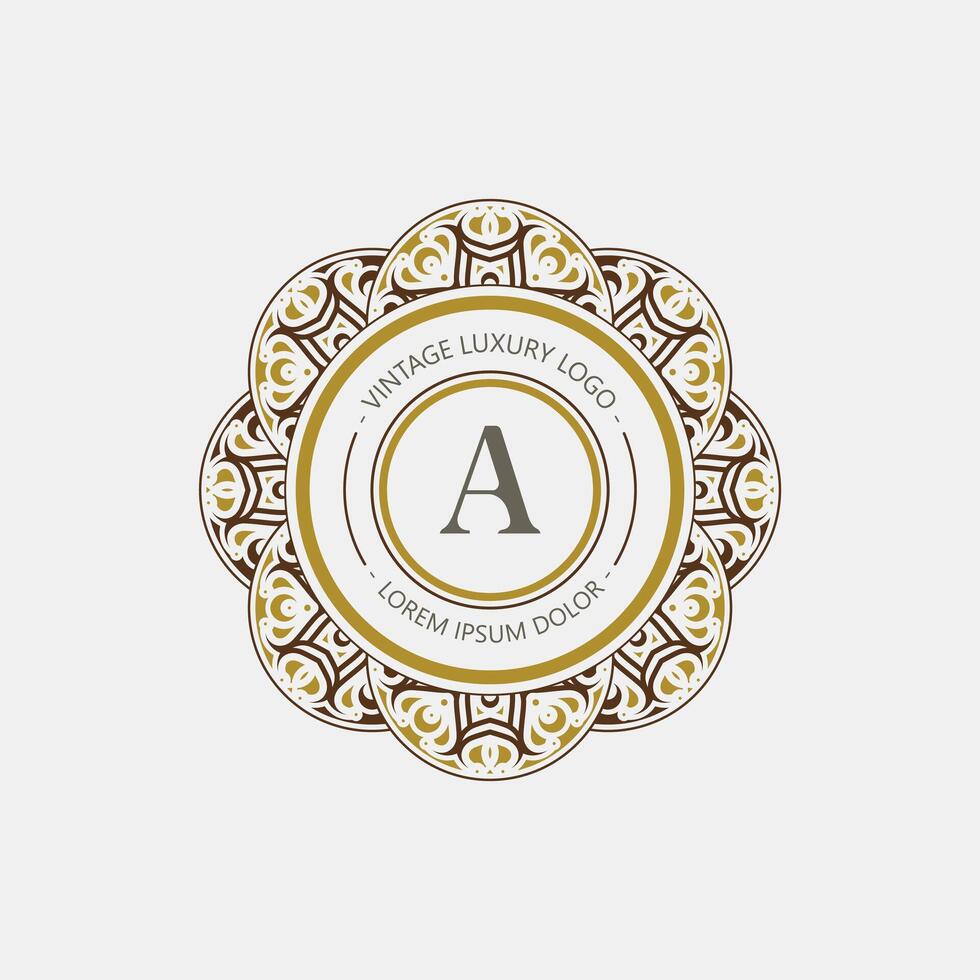 vintage monogram logo flourish line art graceful ornamentation victorian style design vector