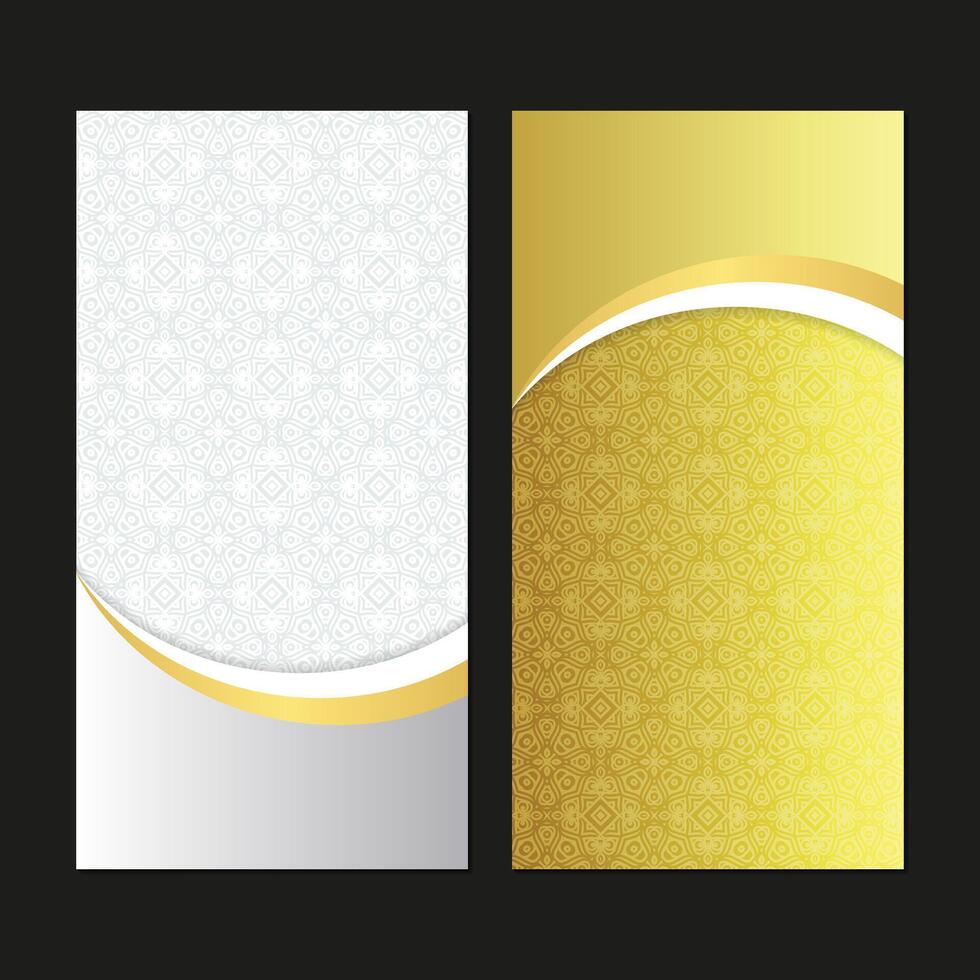 Elegant Ornamental Pattern Golden and Silver Abstract Vertical Business Card vector