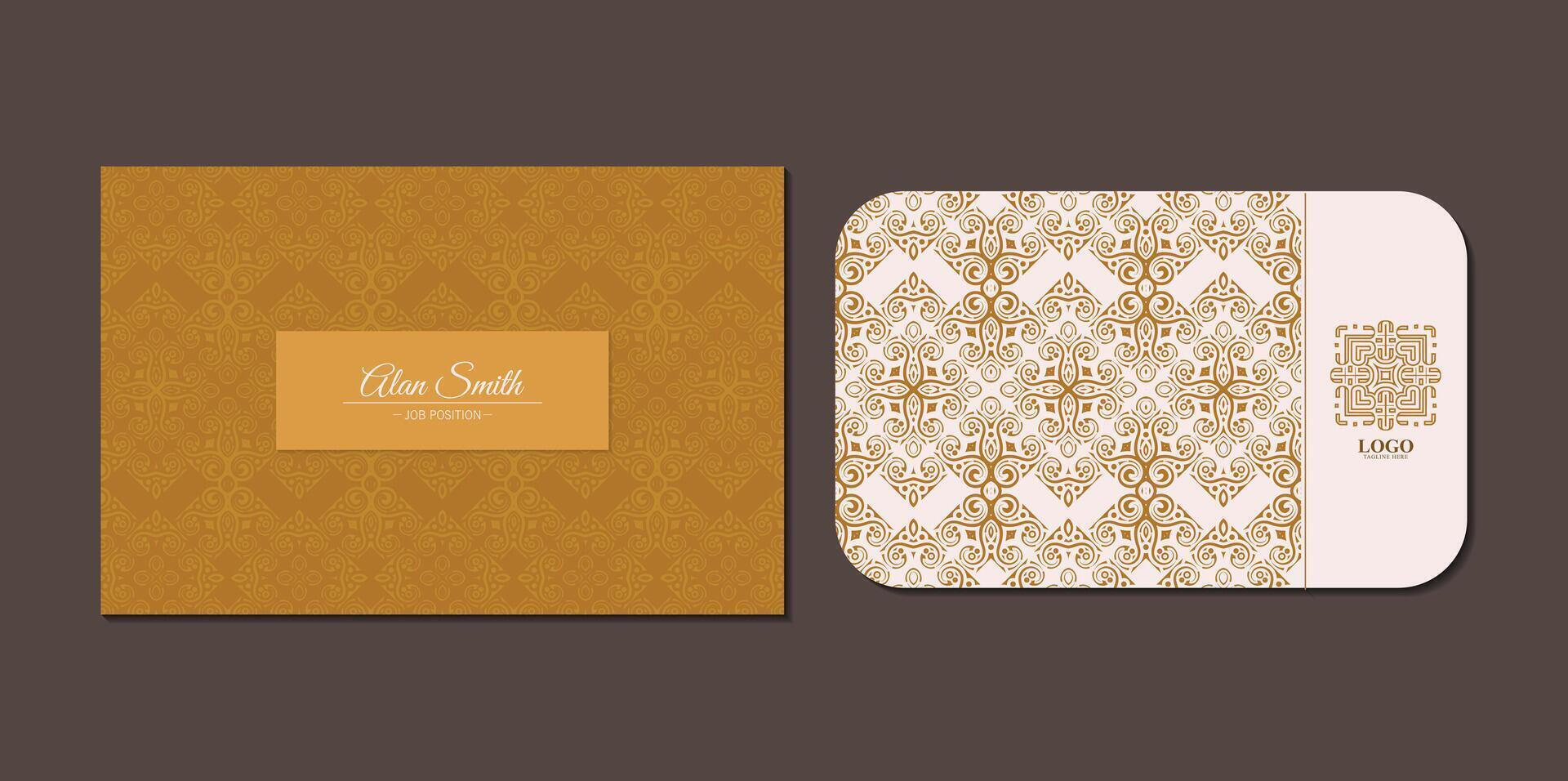 Elegant Ornamental Pattern Business Card Mockup for Corporate Branding Identity vector