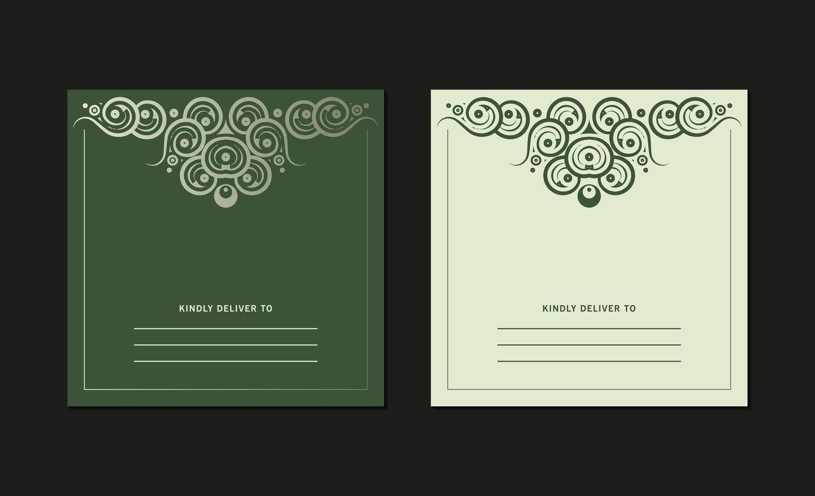 Elegant Circular Ornament Invitation Card Design with Green and Beige Color vector