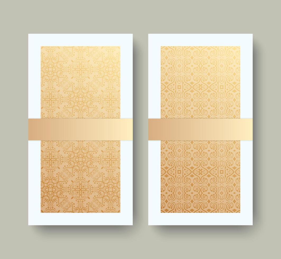 Elegant Golden Floral Geometric Pattern on Card for Invitation or Background vector