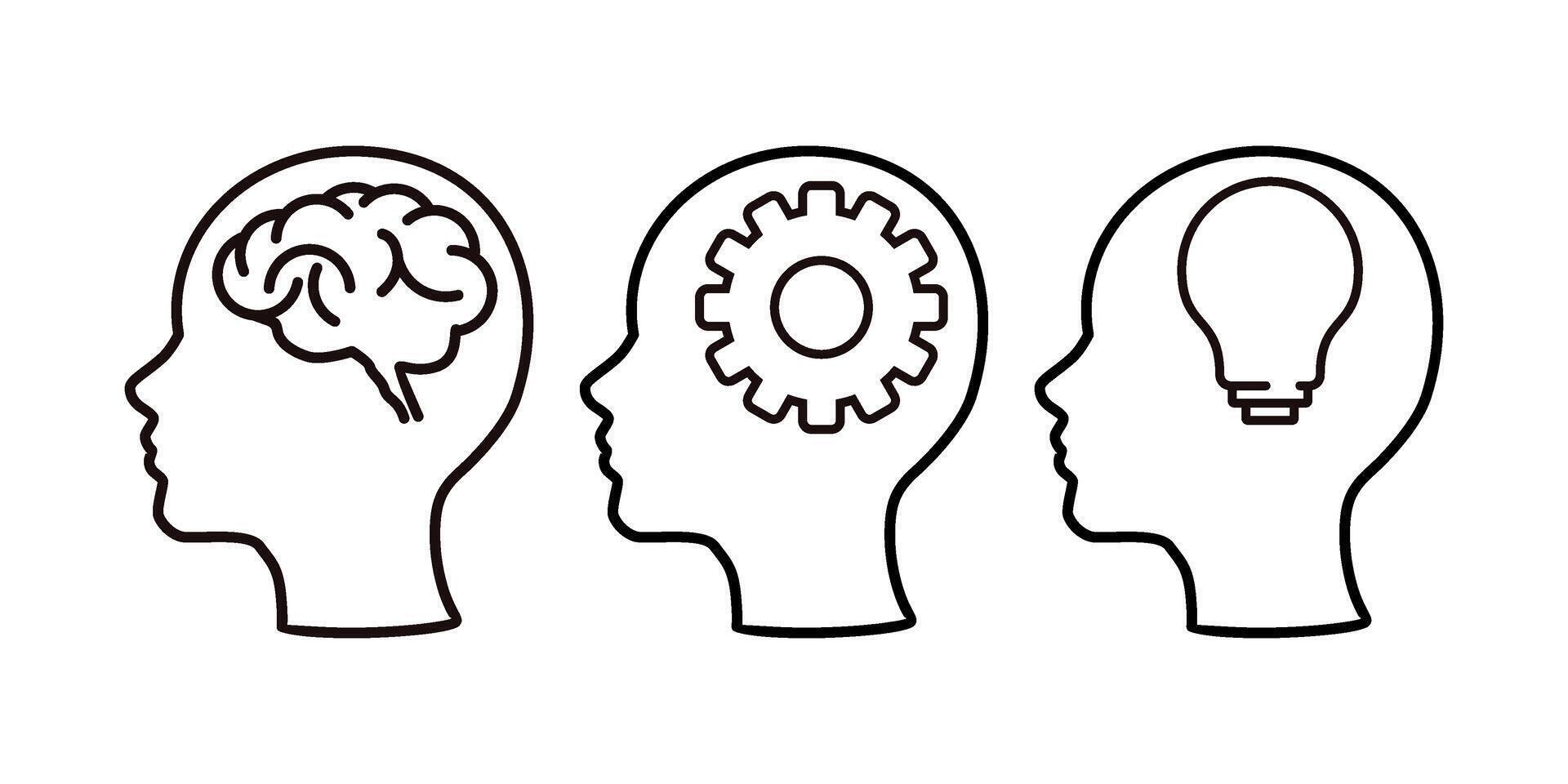 Human brain icon in line style. vector