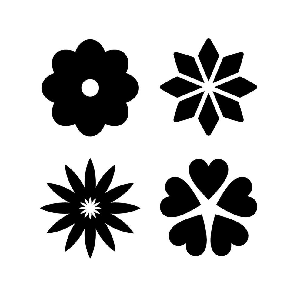 Simple black flower icon set vector