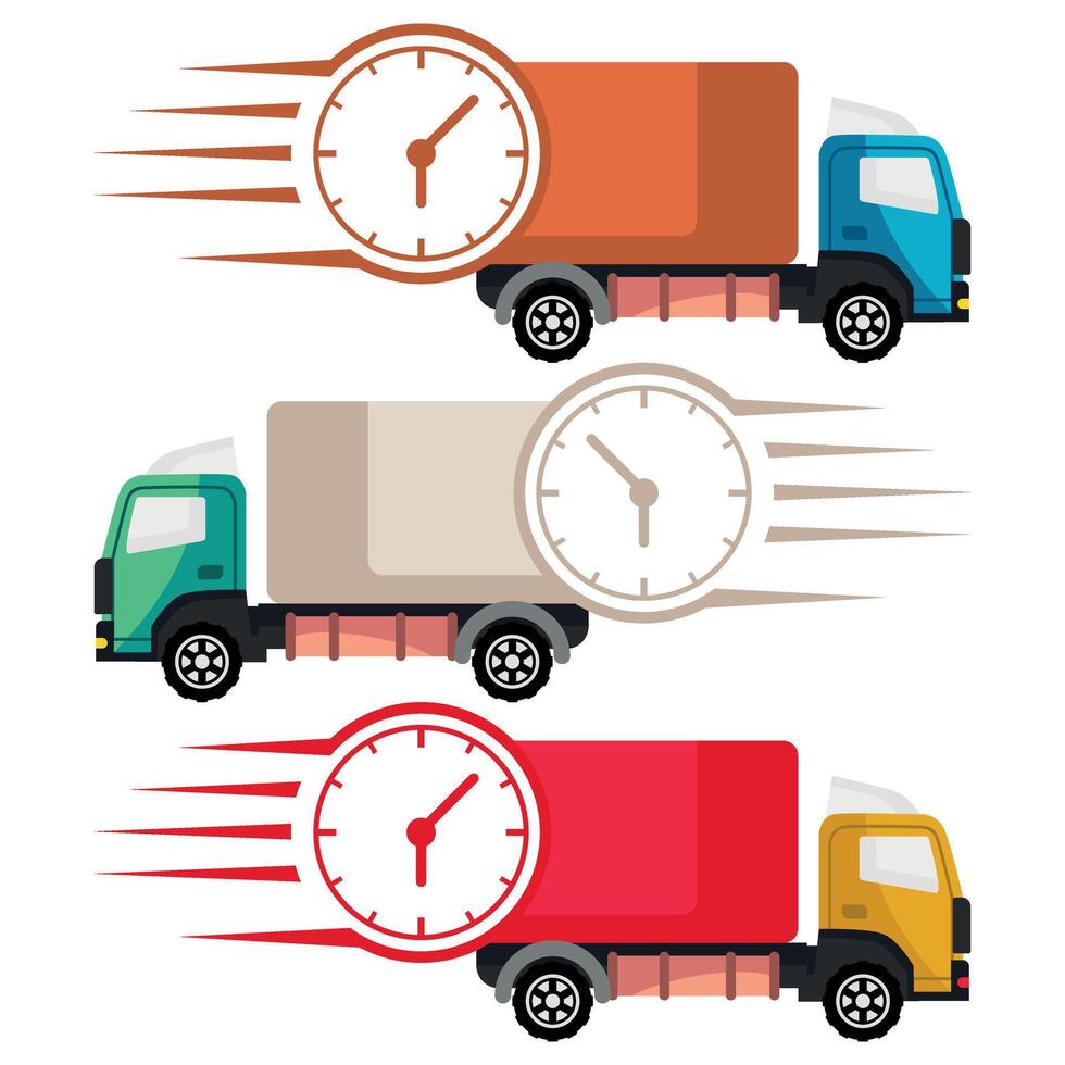 Fast delivery service truck with hours vector