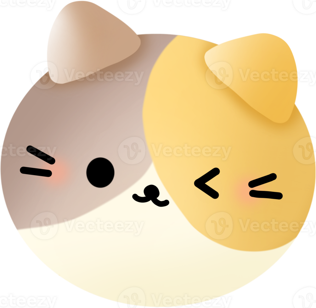 Adorable Round-Headed Brown yellow Cat cuties png