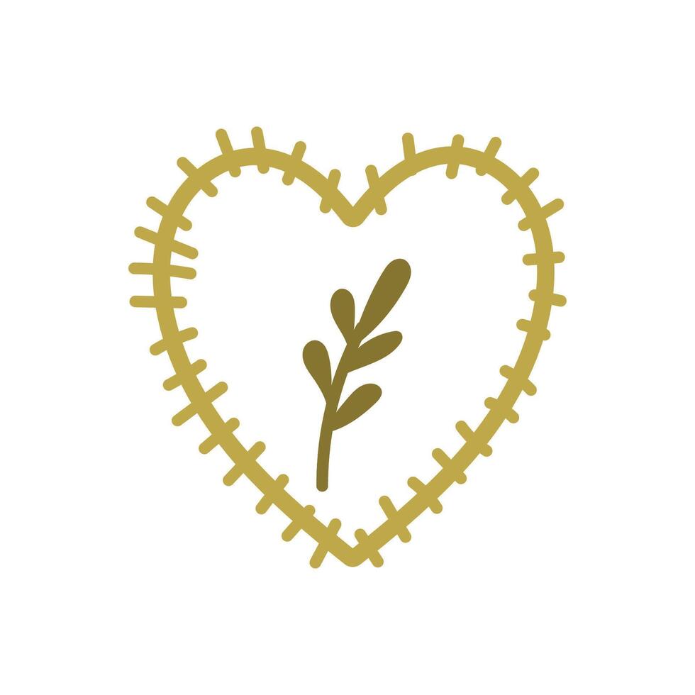 Heart Frame with Branch and Rustic Touch vector