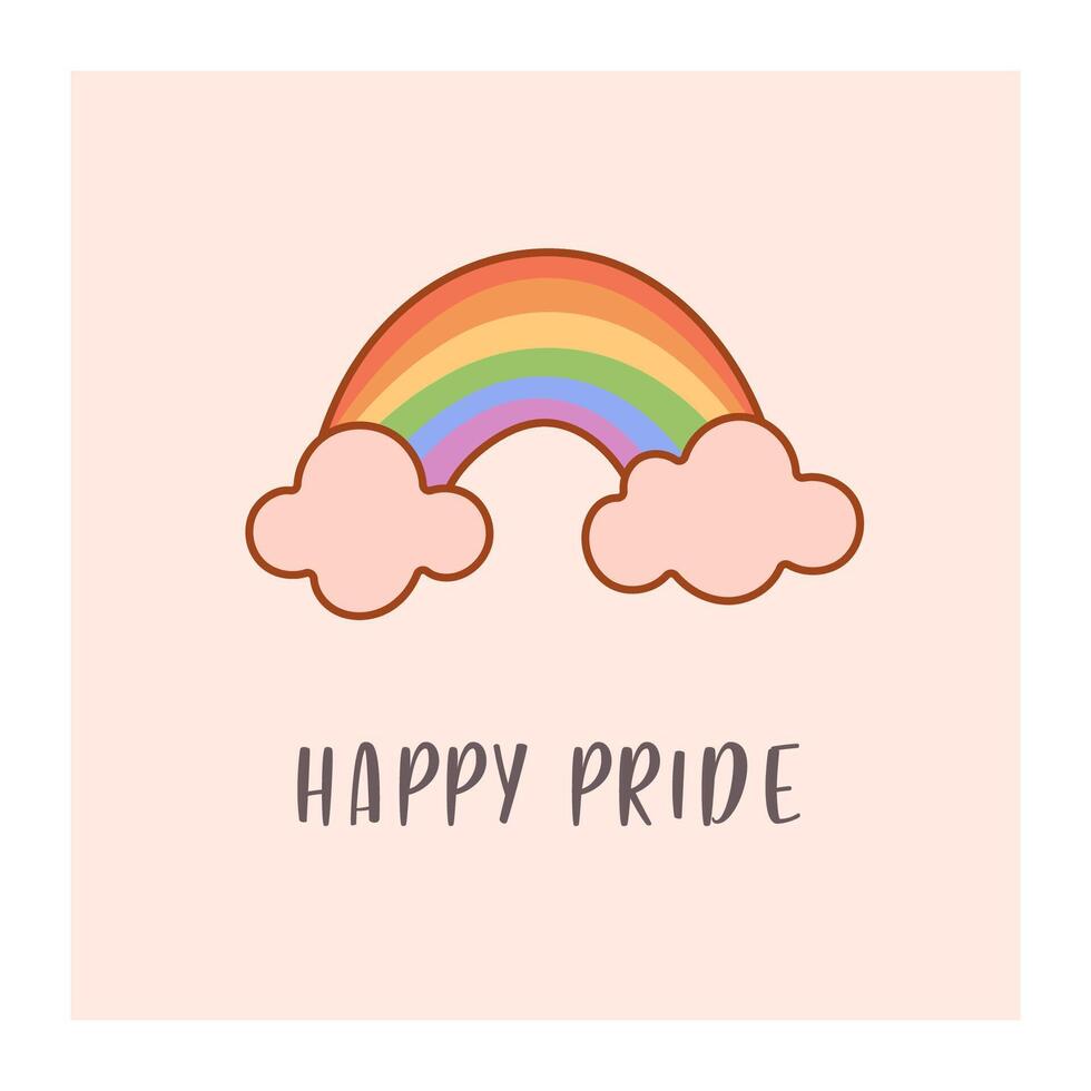 Rainbow with Clouds and Happy Pride Celebration Message vector
