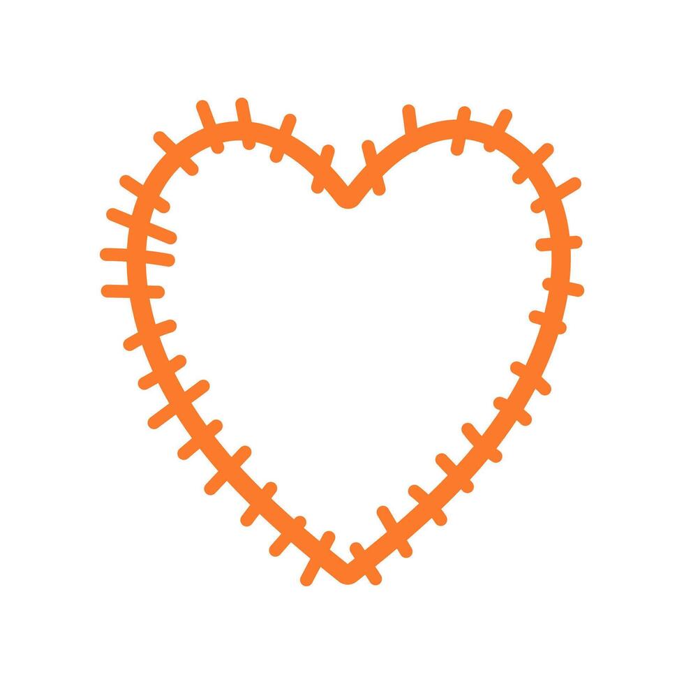 Rustic Stitched Heart Outline Illustration vector