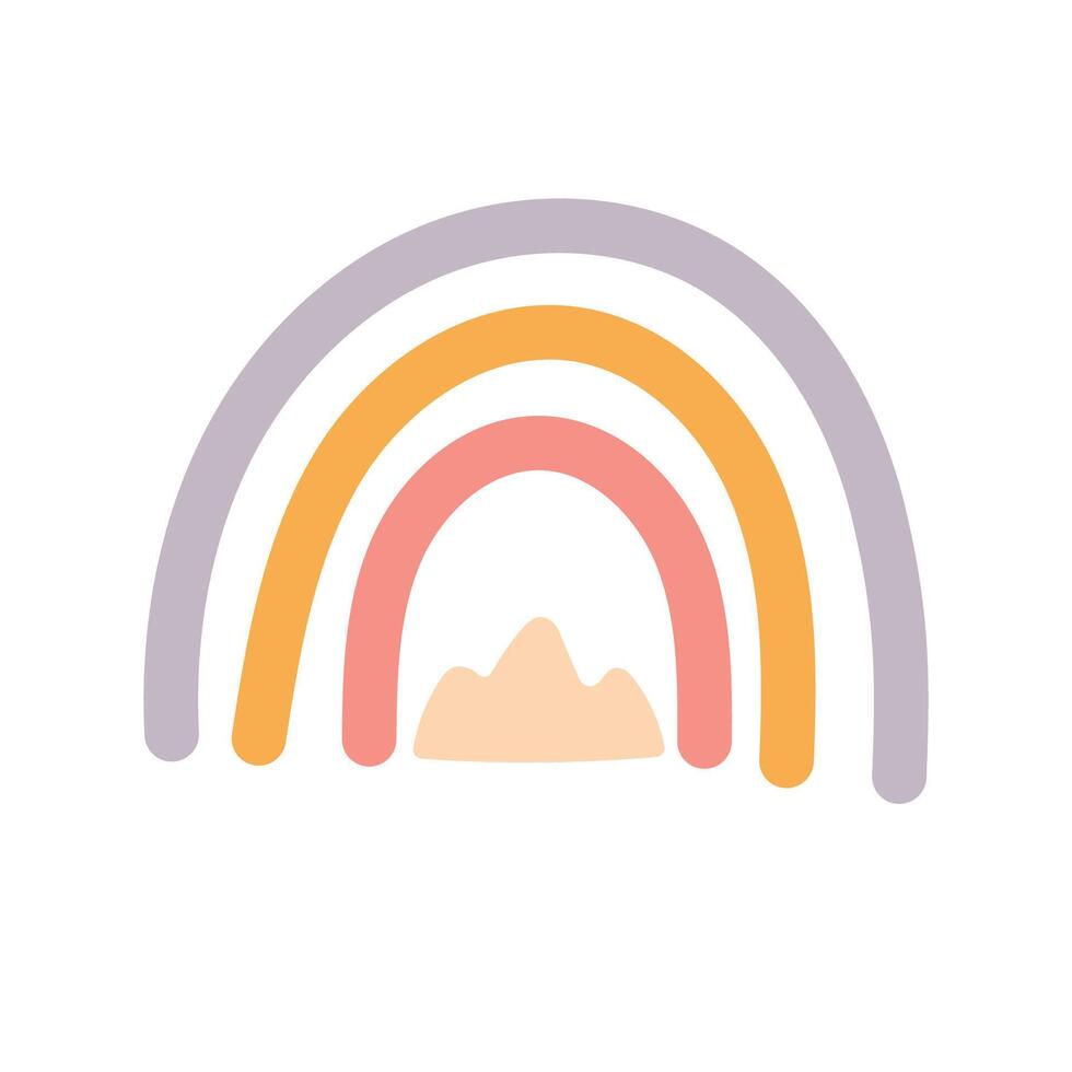 Rainbow Illustration with Mountain Element vector