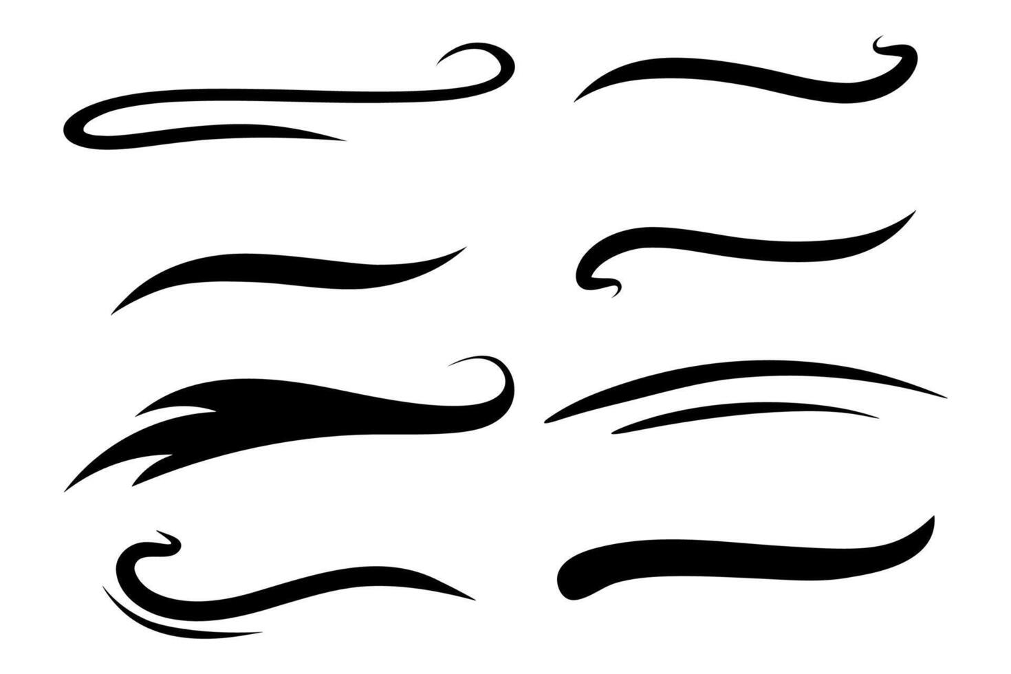 Black elegant swoosh shapes for logos, text underline and curves vector