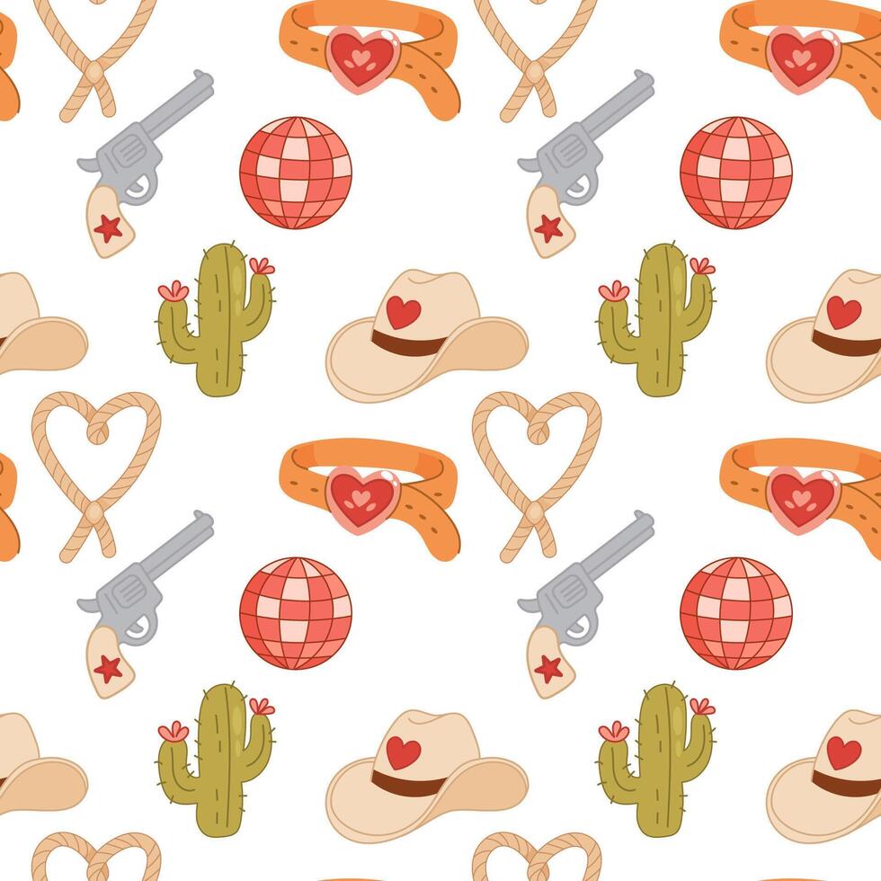 cowboy Disco Western Pattern Background Design vector