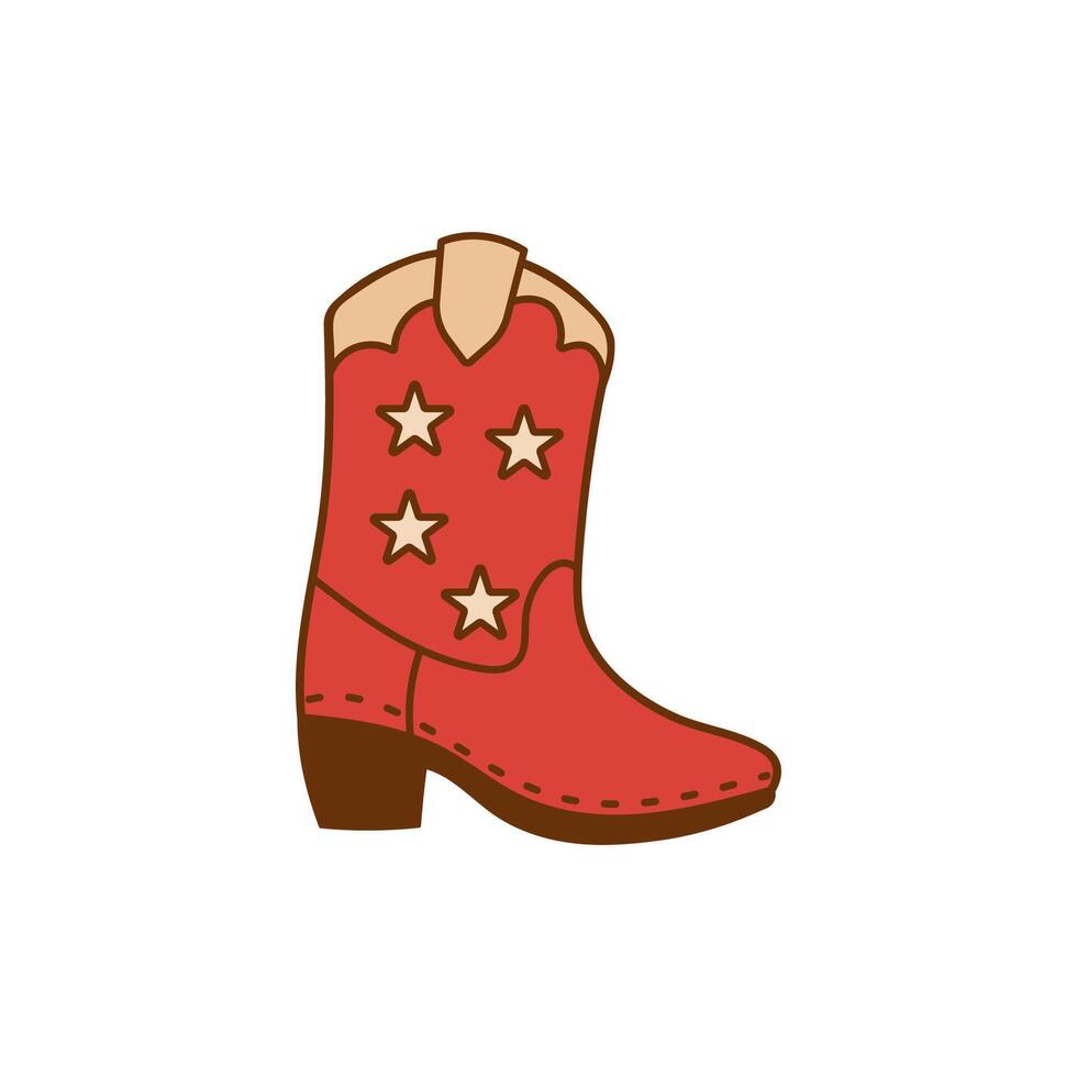 Red Western Cowboy Boot with Star Motif for Creative Designs vector