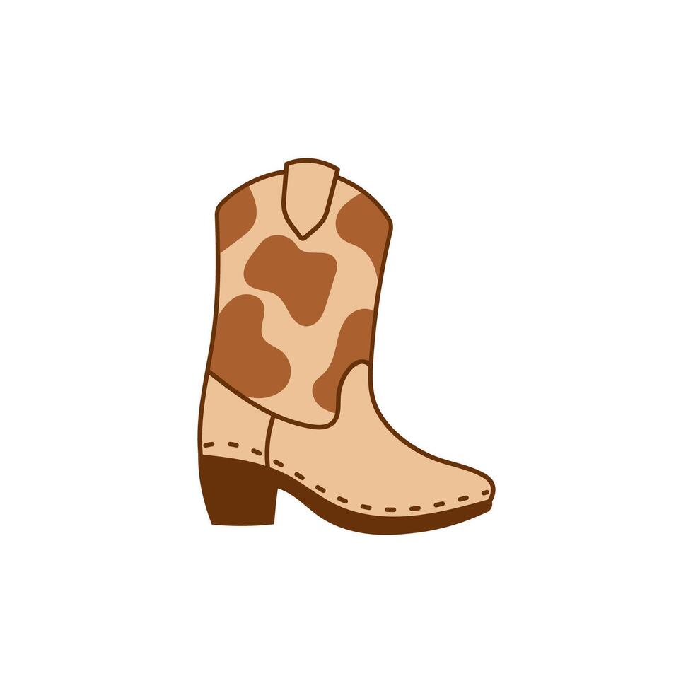 Cow Print Western Cowboy Boot for Playful and Trendy Designs vector