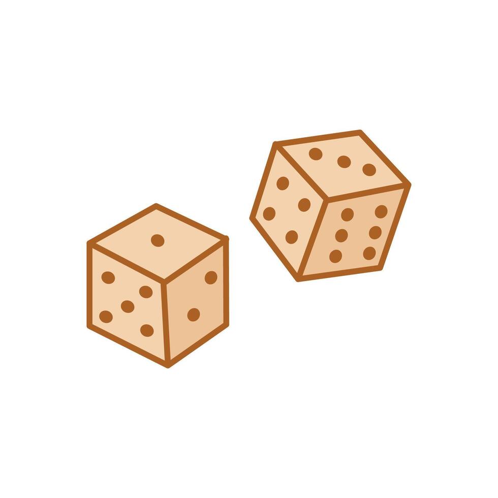 Beige Dice Illustration for Western Gambling and Games Theme vector