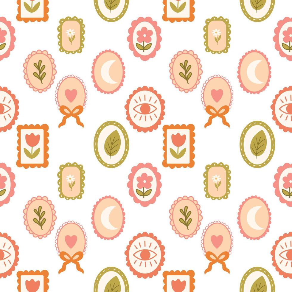 Seamless Pattern with Flowers and Frames vector