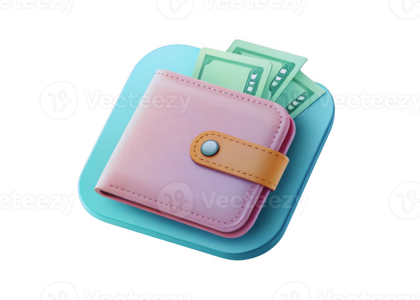 3d wallet filled with money isolated on transparent background finance savings and budgeting concept for digital banking and financial illustrations png