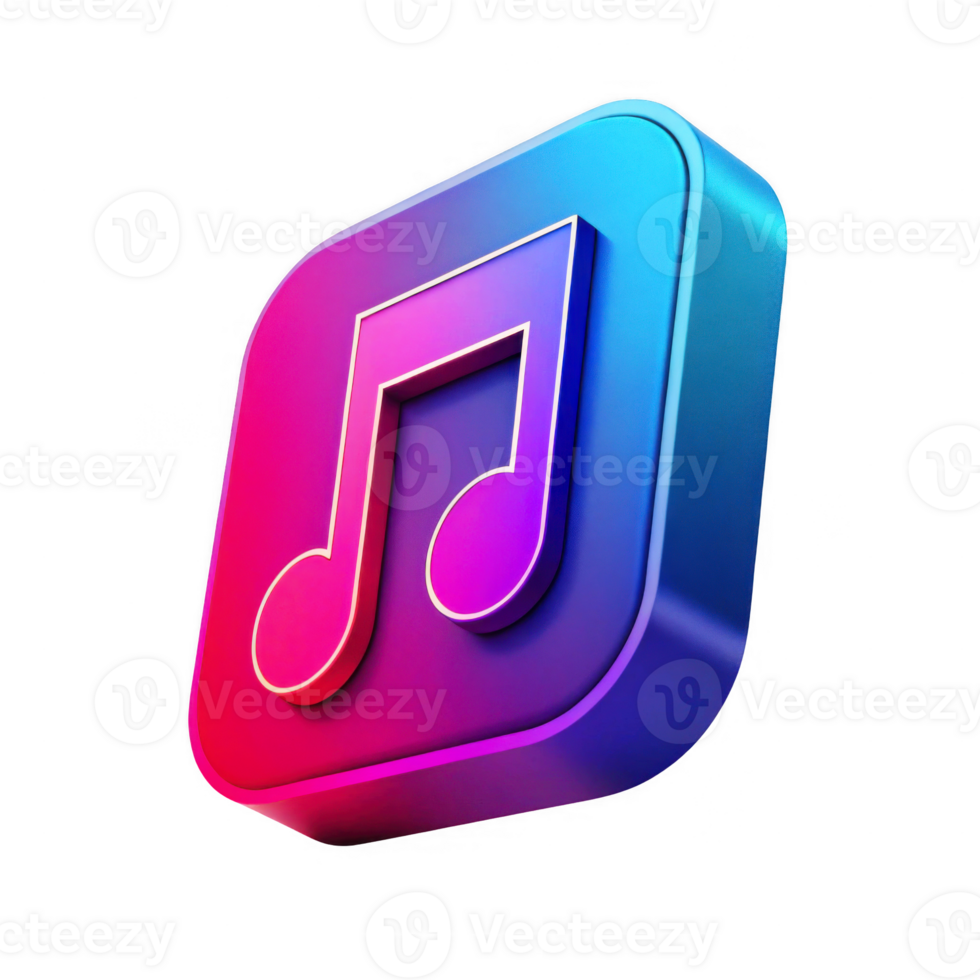3d music app icon isolated on transparent background audio streaming symbol for media entertainment sound player and digital technology design png