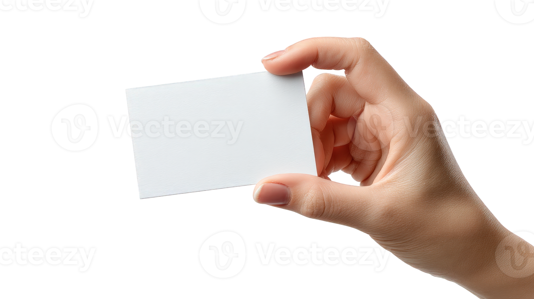 Hand Holding White Blank Business Card Mockup Isolated on Transparent Background png