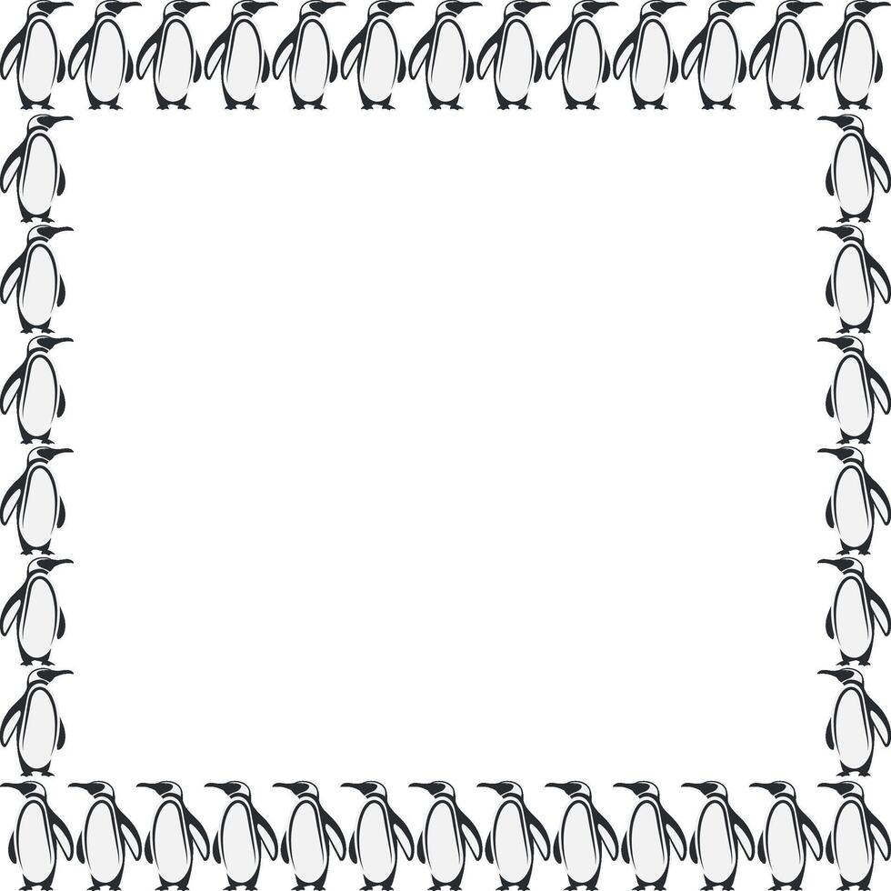Penguin childish frame print. Nursery simple art design with empty space for your text. Baby shower vector