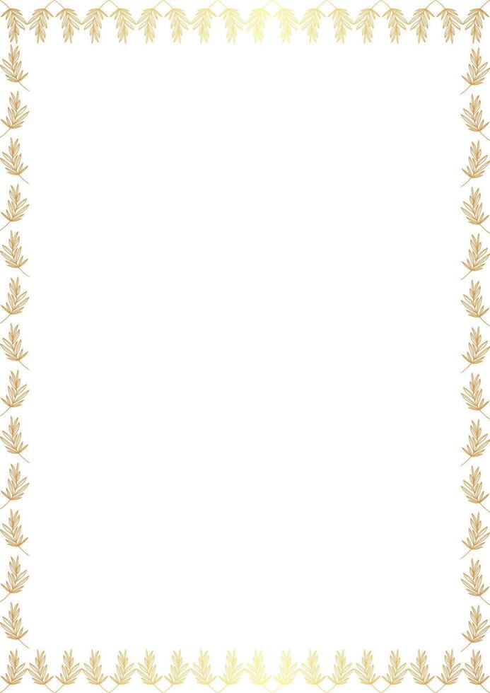 Golden leaves frame. Trendy botany thyme graphic template. Grass empty frame box vector