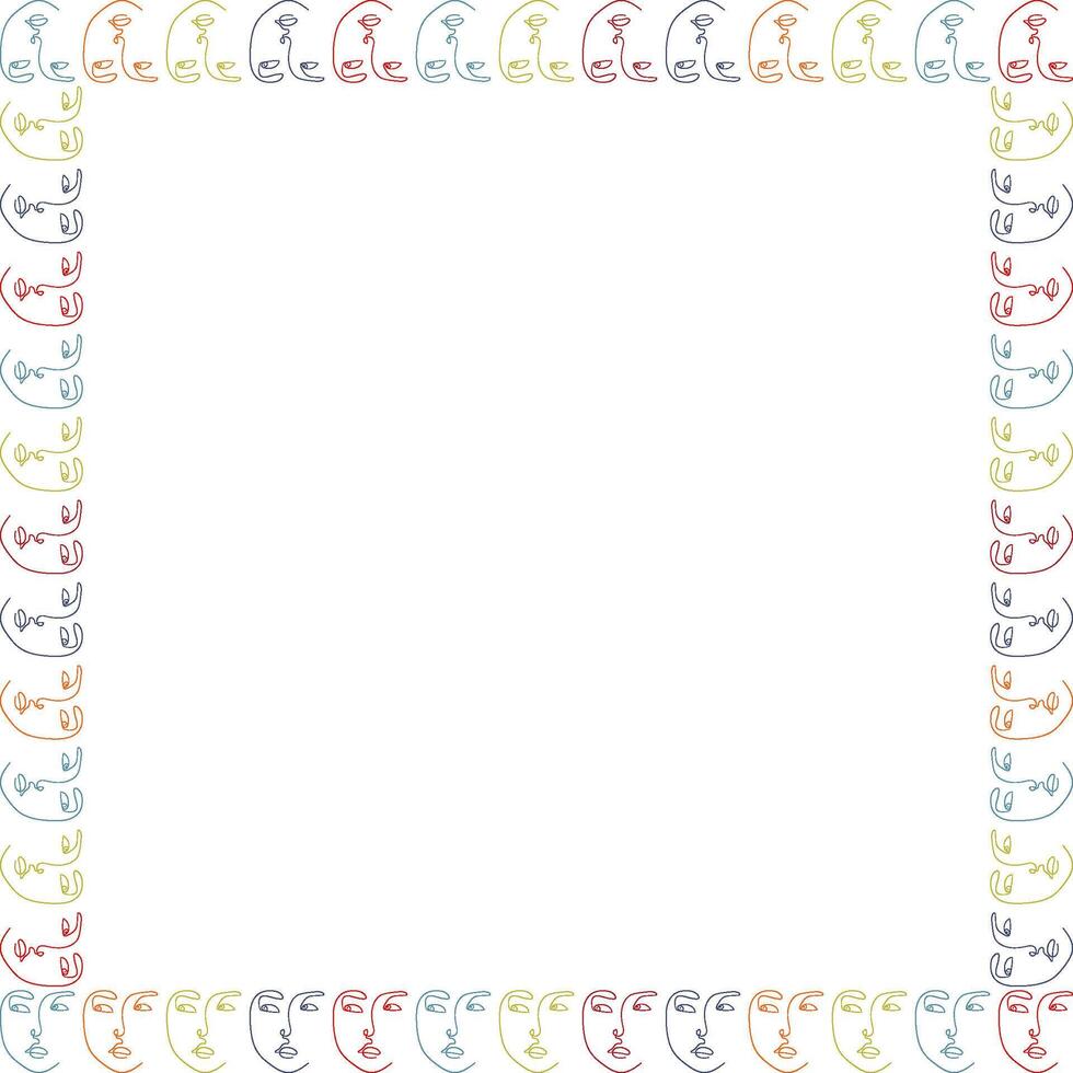 Woman face doodle style frame. woman template for text. Simple template element vector