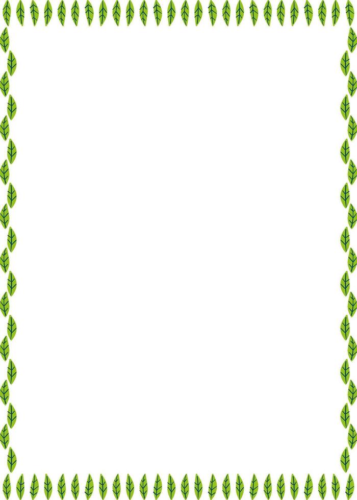 Frame template with leaf elements decoration. Rectangle easter border with empty space for your text. vector