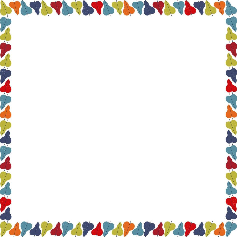 Colorful leaves autumn simple frame. Thanksgiving border template. Frame with empty space vector