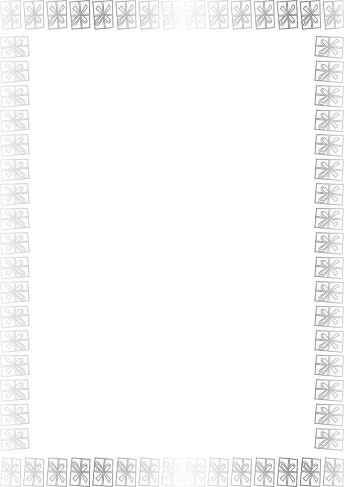 Christmas silver gift frame. Cartoon new year holidays 2d illustration. Frame with empty space vector