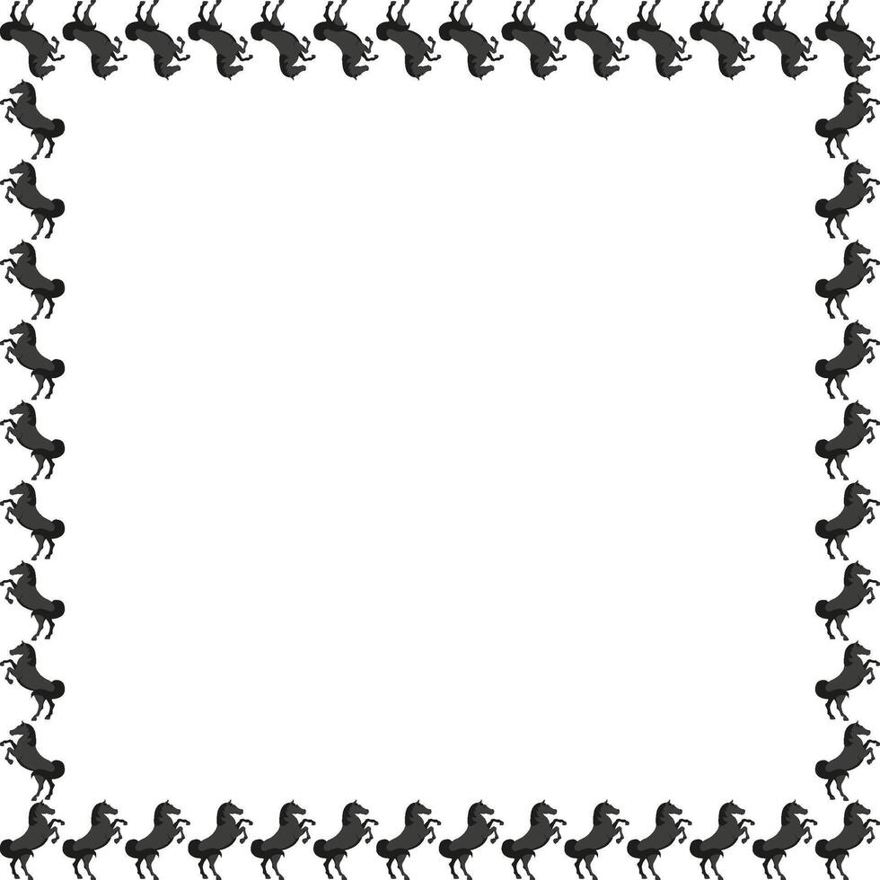Running horses frame. Derby game template for your text. Hand drawn vector