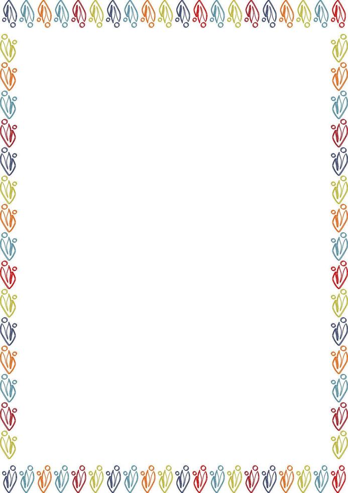 Line art simple plant frame. Template with flourish decoration. Colorful plant branches elements vector