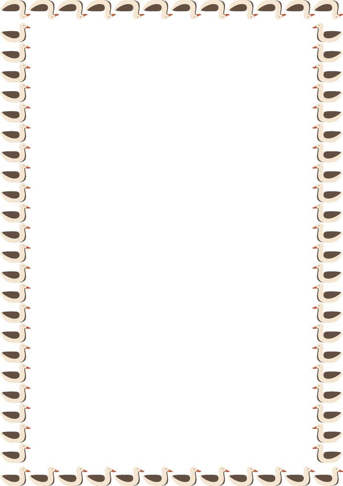 Simple swimming duck frame. Cartoon duck floating on water. Wildlife bird on white background border vector