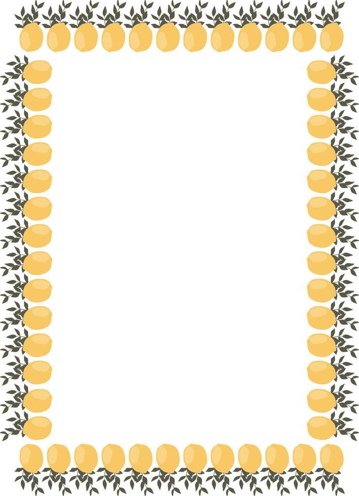Juicy lemon branch fruits frame. Thanksgiving decoration. Frame with empty space for your text vector