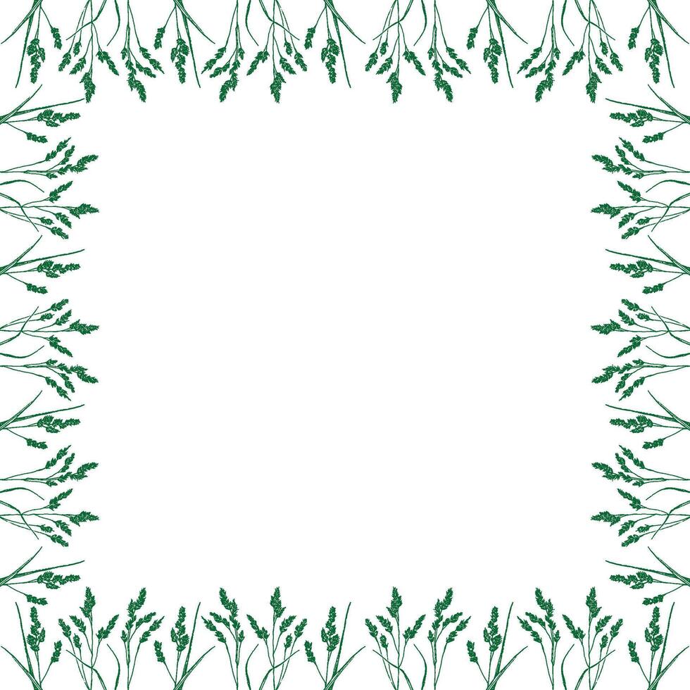 Flourish frame with monochrome elements. Trendy botany graphic template vector