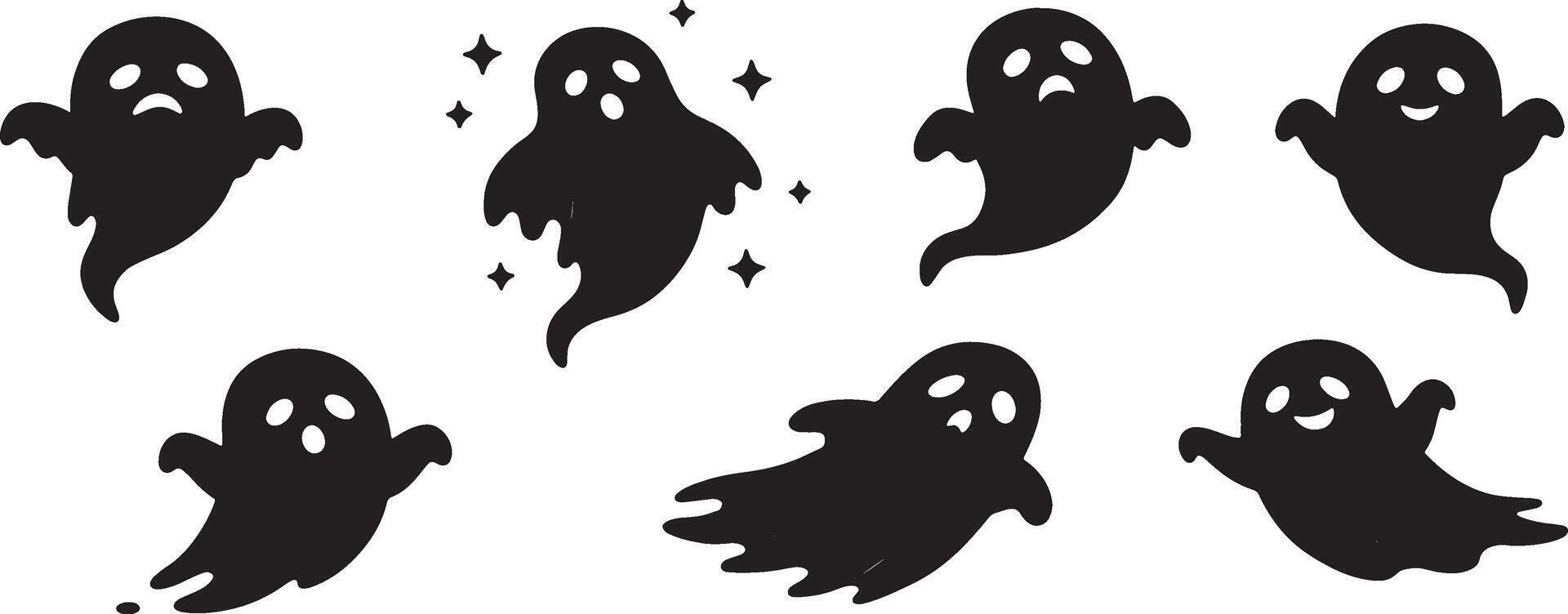 Terrifying ghost shapes with mysterious appearance in flat design for horror purposes vector