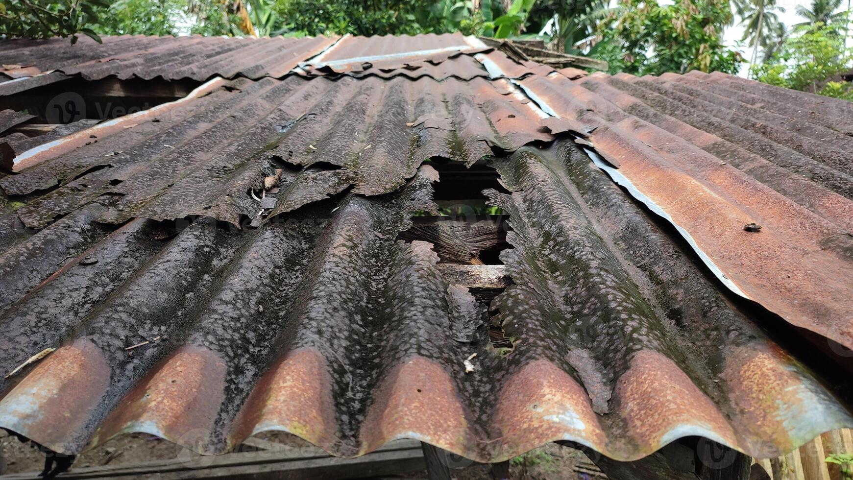 Metal or light steel roofs that are worn and rusty photo