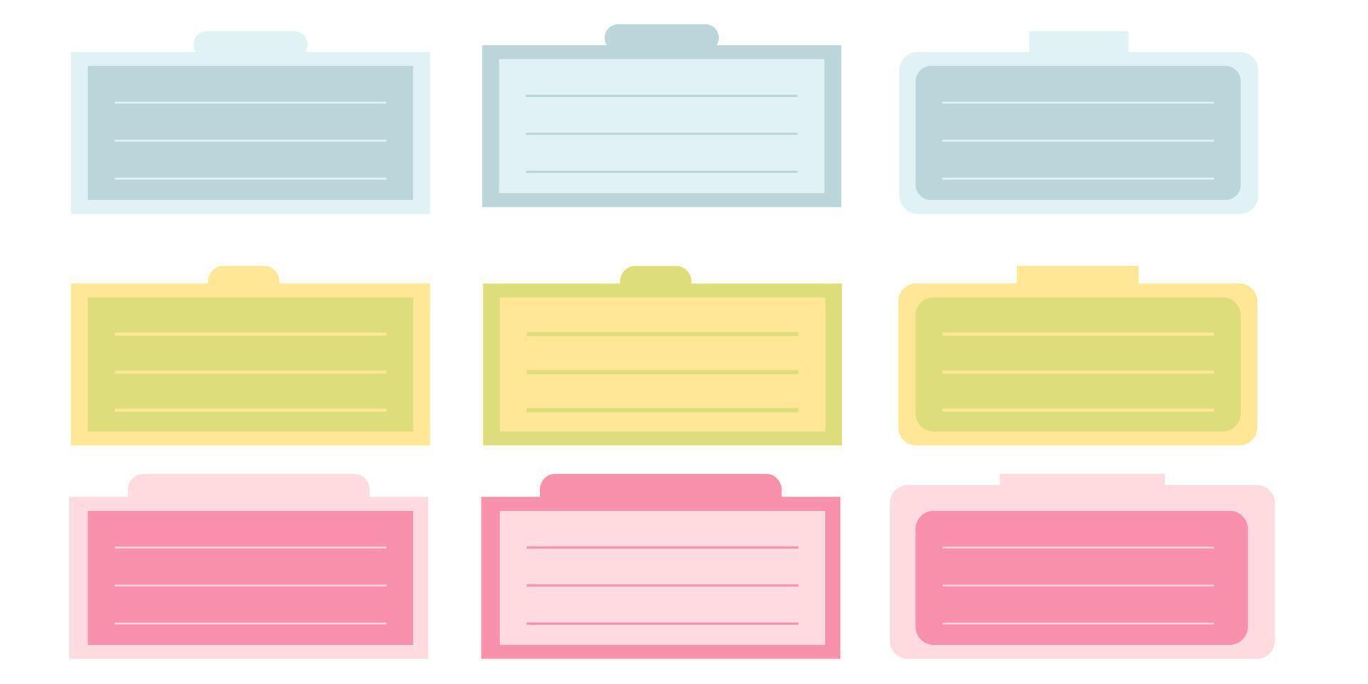 Notebook Labels Template Design. Cute paper notes. Stationary set. Printable planner stickers. To Do List note. Template for your message. Decorative planning element. vector