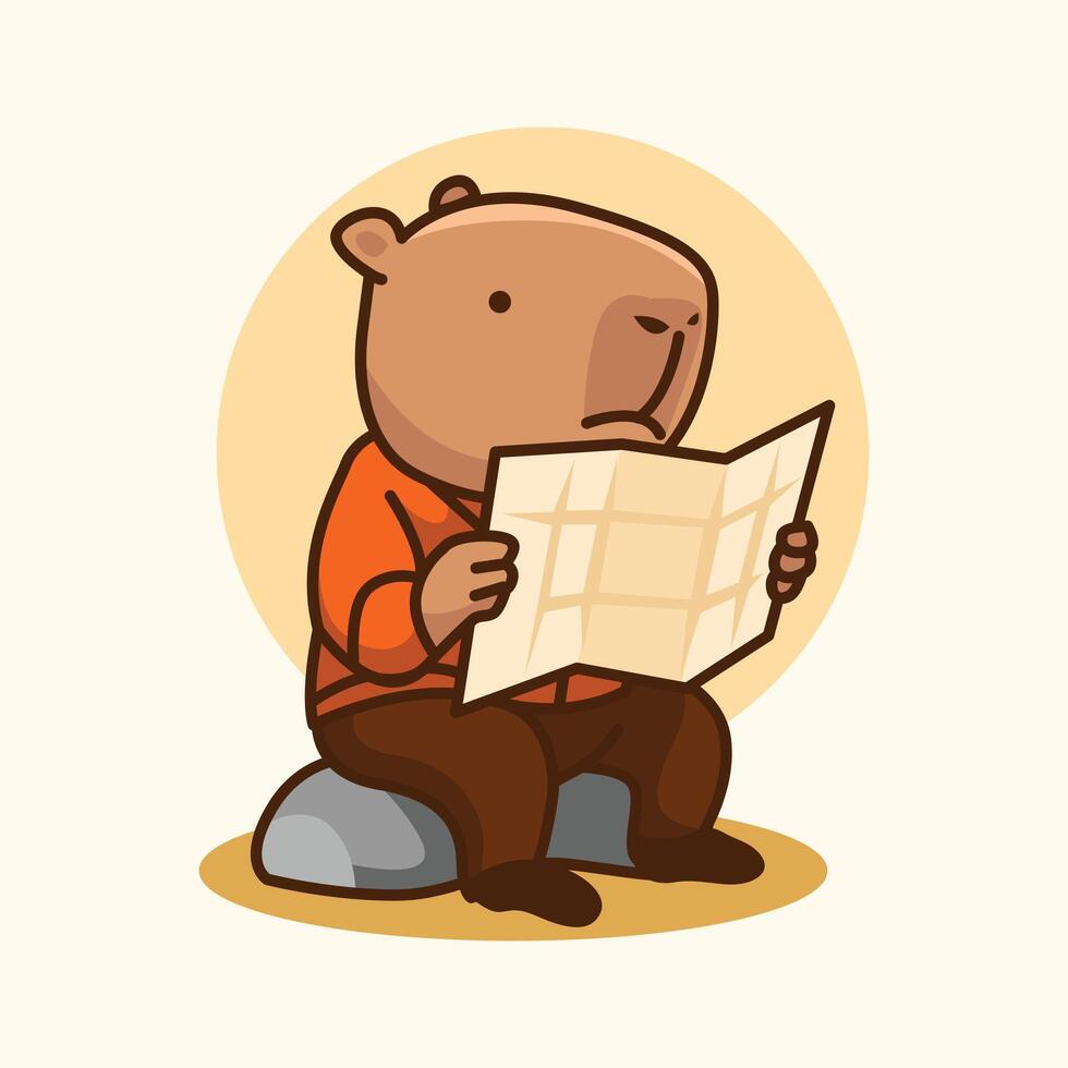 Capybara Reading a Map vector
